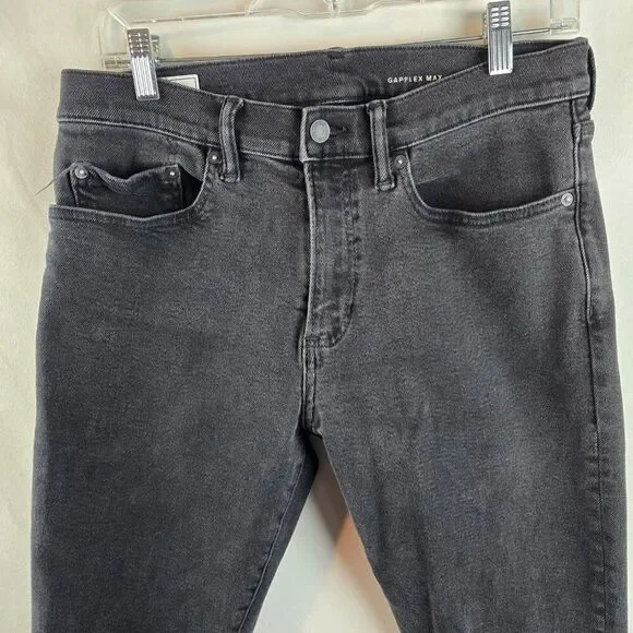 GAP Jeans Mens 32x30 Black Gray Skinny Stretch Denim Casual Modern Rocker Skater - Picture 2 of 10